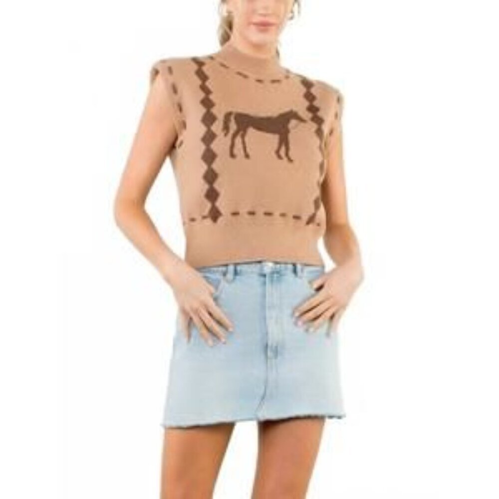 NWT THML Horse Knit Top | Equestrian Western Chic